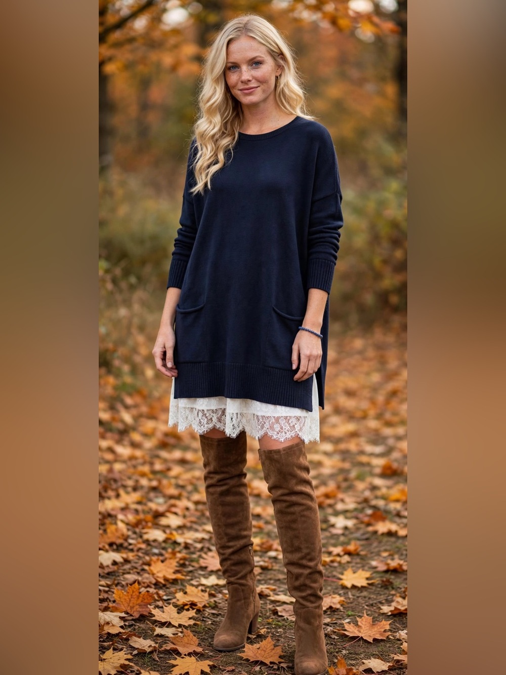 J.Jill Pure Jill Elements Tunic Sweater Dress Martim Blue ST Small Tall NWT Fall
